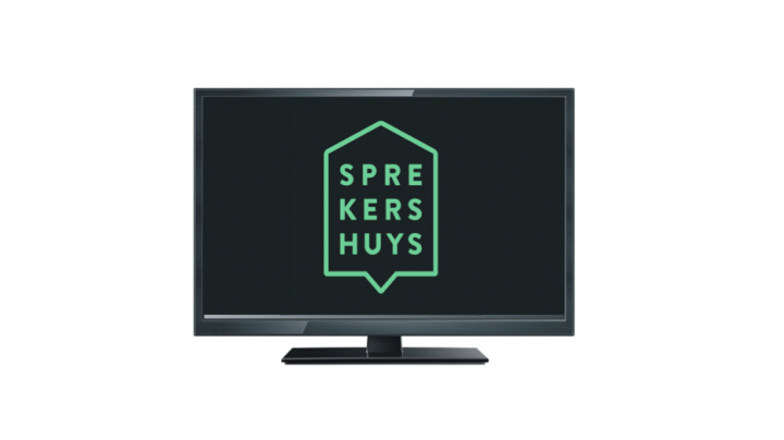 Tv met Sprekerhuys logo