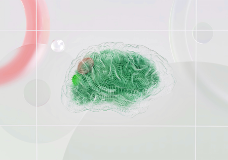 groene hersenen in doorzichtig hoofd
