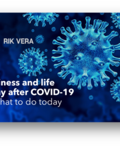 Covid-19 met blauwe achtergrond en tekst