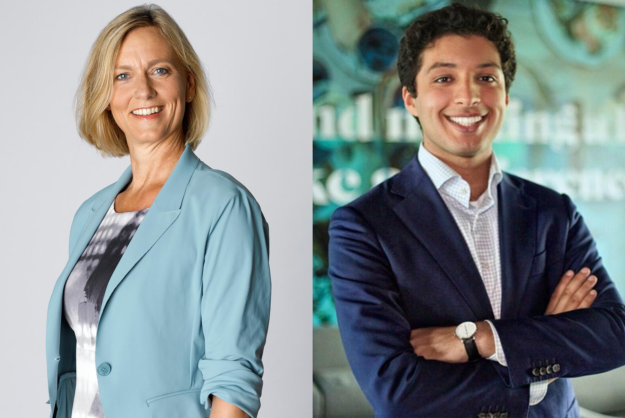 Pauline en Radouan glimlachend poserend