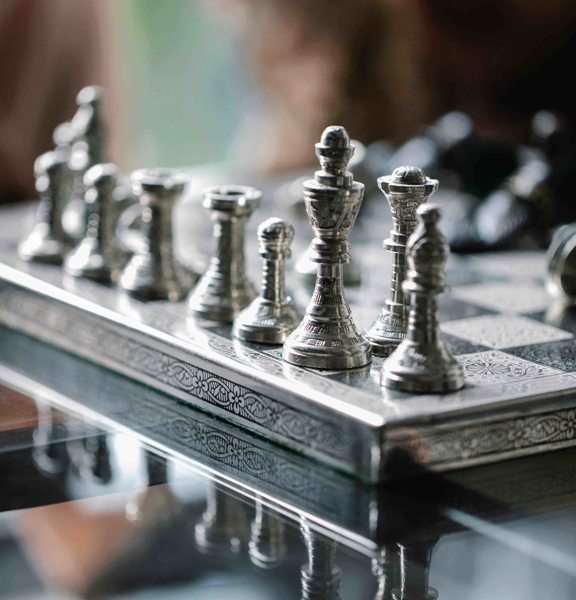 schaakbord met pionnen