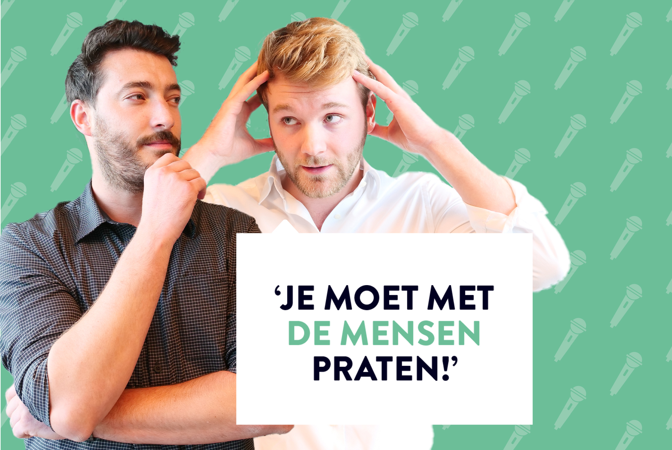 Philip Jordanov en Beirem Ben Barrah poserend bij groene achtergrond